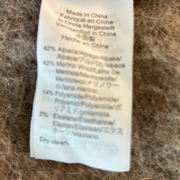 J. Crew Heather Tan Puff Sleeve Chunky Fuzzy Alpaca Blend Sweater - L - Picture 9 of 11
